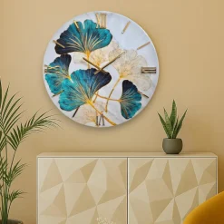 Orologi Da Parete Moderni-Selezionato da Mazzolaluce Orologio da parete 60cm di resina floreal particolare verde oro