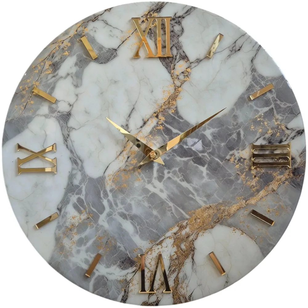 Orologi Da Parete Moderni-Selezionato da Mazzolaluce Orologio da parete 80cm effetto marmoreo numeri oro design
