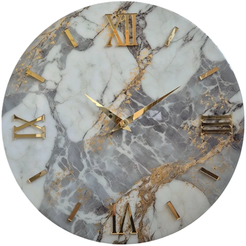 Orologi Da Parete Moderni-Selezionato da Mazzolaluce Orologio da parete 40cm effetto marmo bianco numeri oro