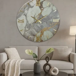 Orologi Da Parete Moderni-Selezionato da Mazzolaluce Orologio da parete 40cm effetto marmo bianco numeri oro