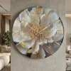 Orologi Da Parete Moderni-Selezionato da Mazzolaluce Orologio da parete 80cm fiore peonia resina decoro oro cristalli