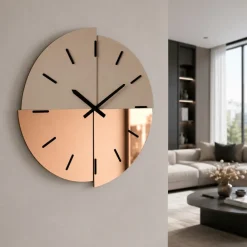 Orologi Da Parete Moderni-Selezionato da Mazzolaluce Orologio da parete 100 cm grandi dimensioni specchio bronzo satinato rosa per soggiorno