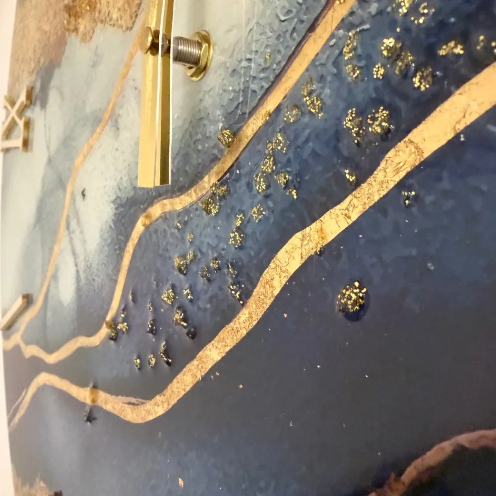Orologi Da Parete Moderni-Selezionato da Mazzolaluce Orologio da parete 40cm mediterraneo moderno blu oro con cristalli