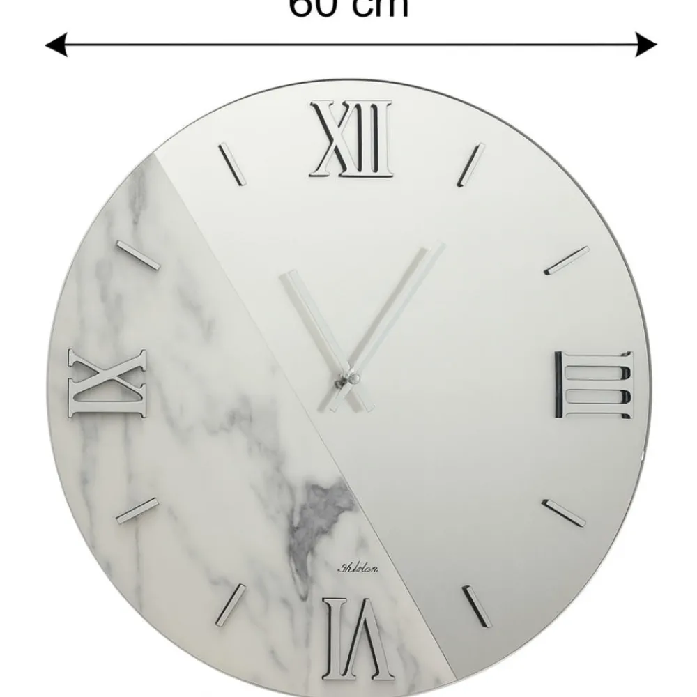 Orologi Da Parete Moderni-Selezionato da Mazzolaluce Orologio da parete 60cm moderno rotondo specchio e marmo laminato