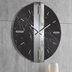 Orologi Da Parete Moderni-Selezionato da Mazzolaluce Orologio da parete 60cm particolare design kerlite specchio fume