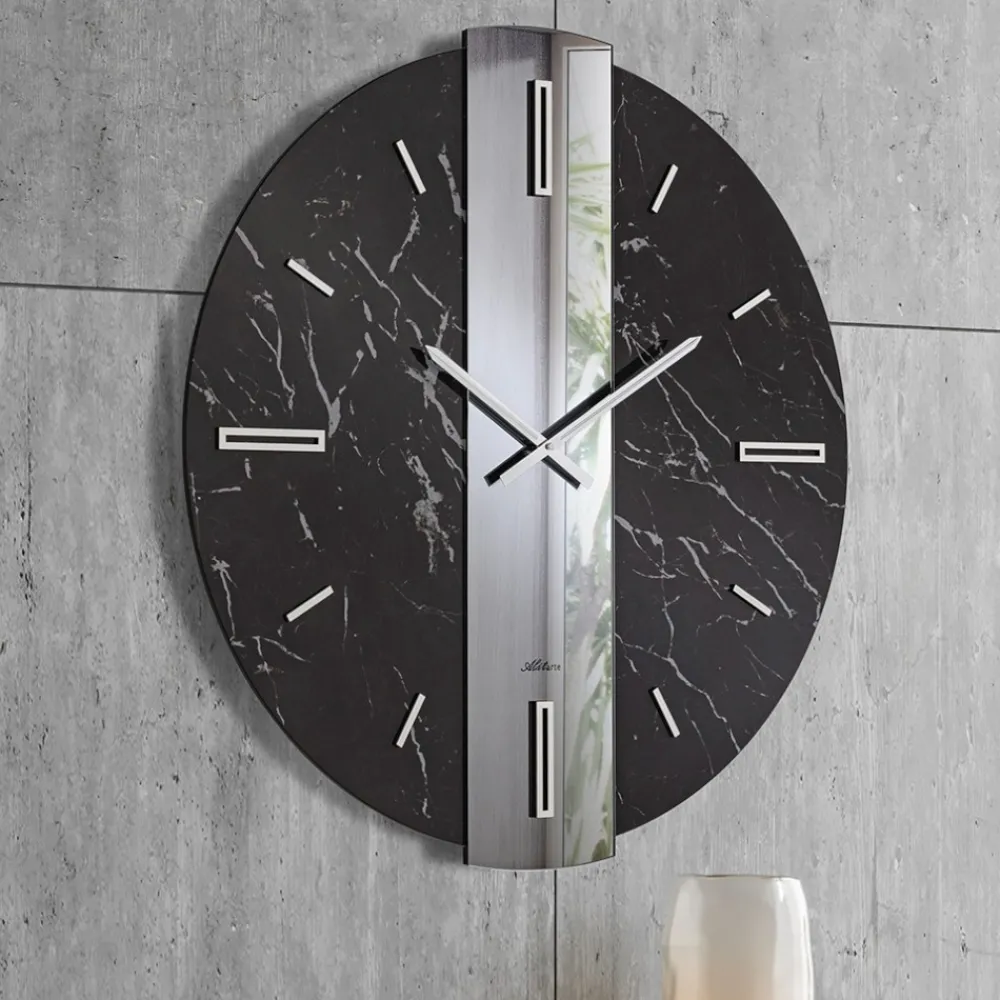 Orologi Da Parete Moderni-Selezionato da Mazzolaluce Orologio da parete 60cm particolare design kerlite specchio fume