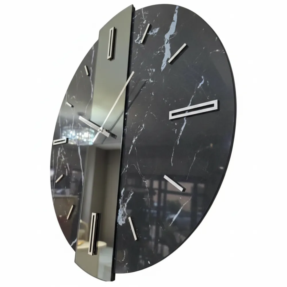 Orologi Da Parete Moderni-Selezionato da Mazzolaluce Orologio da parete 60cm particolare design kerlite specchio fume