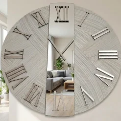 Orologi Da Parete Moderni-Selezionato da Mazzolaluce Orologio da parete 80cm per soggiorno tondo carta da parati vetro dume