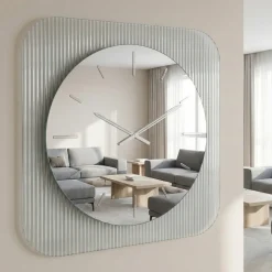Orologi Da Parete Moderni-Selezionato da Mazzolaluce Orologio da parete 75cm quadrato design specchio e vetro