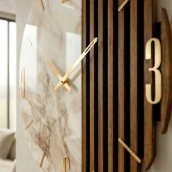 Orologi Da Parete Moderni-Selezionato da Mazzolaluce Orologio da parete 80 cm resina effetto marmo legno cannettato
