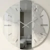 Orologi Da Parete Moderni-Selezionato da Mazzolaluce Orologio da parete 80cm rotondo moderno kerlite specchio fume