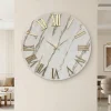 Orologi Da Parete Moderni-Selezionato da Mazzolaluce Orologio da parete 60cm rotondo carta da parati numeri romani oro
