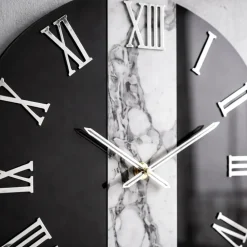 Orologi Da Parete Moderni-Selezionato da Mazzolaluce Orologio da parete 60cm rotondo specchio fume resina marmo grigio