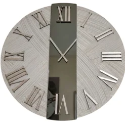 Orologi Da Parete Moderni-Selezionato da Mazzolaluce Orologio da parete 60cm rotondo carta da parati argento specchio fume