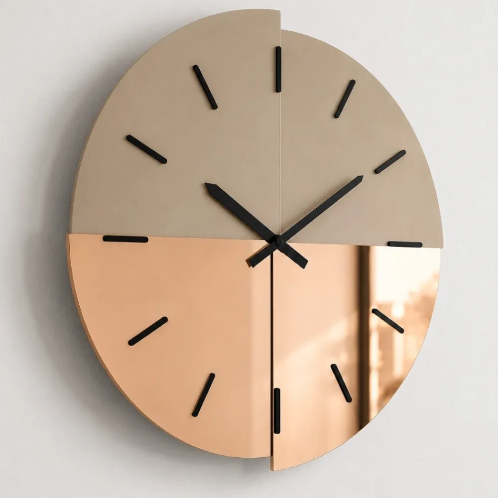 Orologi Da Parete Moderni-Selezionato da Mazzolaluce Orologio da parete 60 cm specchio bronzo e rosa design moderno