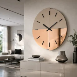 Orologi Da Parete Moderni-Selezionato da Mazzolaluce Orologio da parete 60 cm specchio bronzo e rosa design moderno