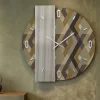 Orologi Da Parete Moderni-Selezionato da Mazzolaluce Orologio da parete 80 cm specchio cannettato e carta da parati rombo design moderno