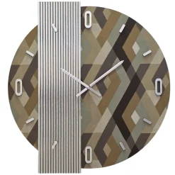 Orologi Da Parete Moderni-Selezionato da Mazzolaluce Orologio da parete 80 cm specchio cannettato e carta da parati rombo design moderno