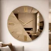 Orologi Da Parete Moderni-Selezionato da Mazzolaluce Orologio da parete 80cm specchio bronzo carta da parati oro