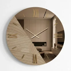 Orologi Da Parete Moderni-Selezionato da Mazzolaluce Orologio da parete 80cm specchio bronzo carta da parati oro