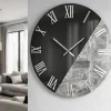 Orologi Da Parete Moderni-Selezionato da Mazzolaluce Orologio da parete 60 cm specchio fume effetto marmo grigio scuro rotondo