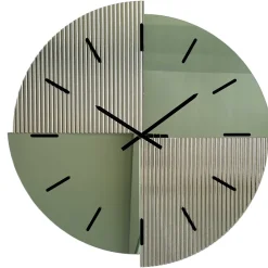 Orologi Da Parete Moderni-Selezionato da Mazzolaluce Orologio da parete 60 cm specchio cannettato e verde design moderno per salone
