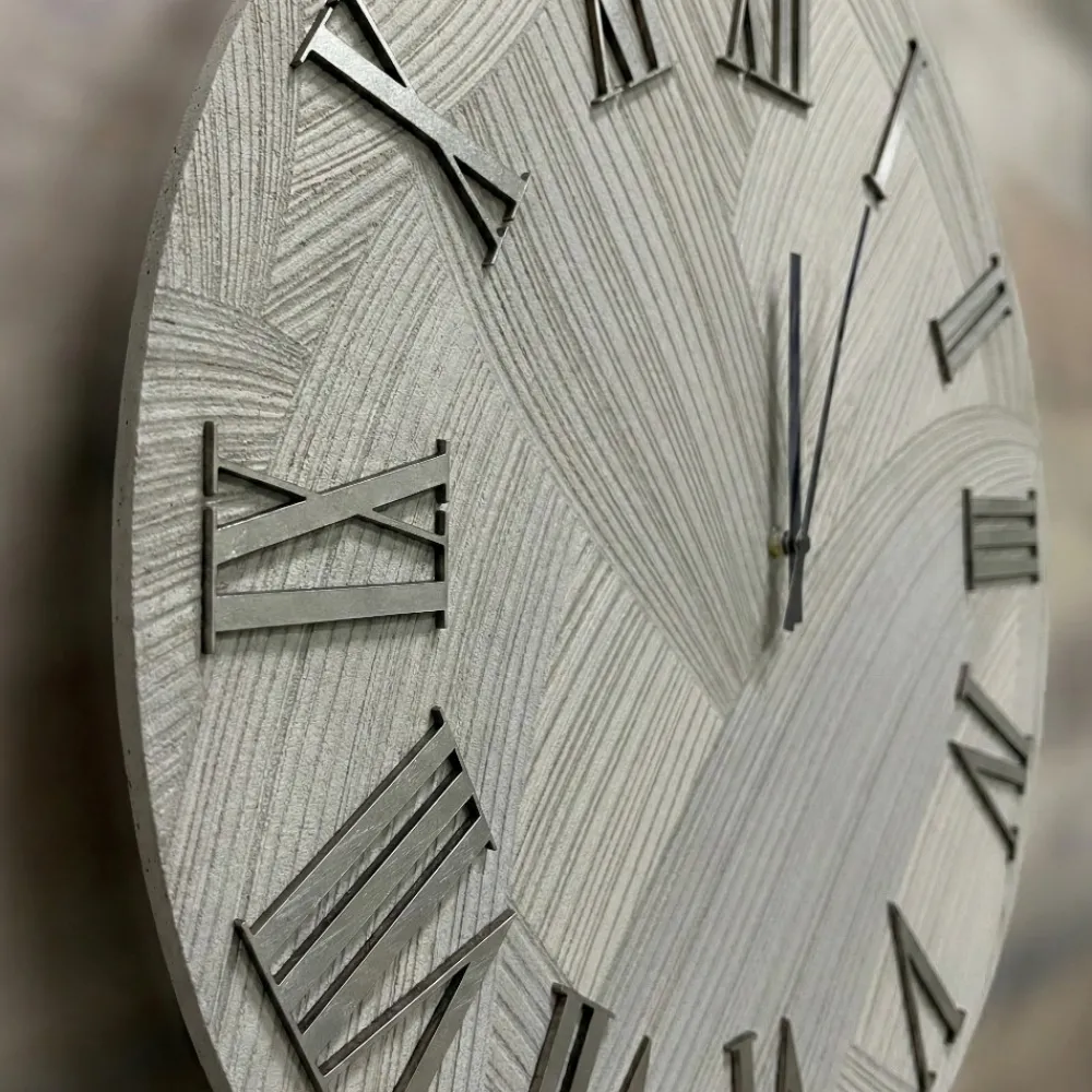 Orologi Da Parete Moderni-Selezionato da Mazzolaluce Orologio da parete 40cm tondo carta da parati argento