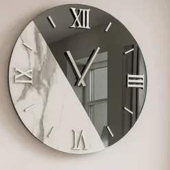 Orologi Da Parete Moderni-Selezionato da Mazzolaluce Orologio da parete 80 cm tondo specchio fume marmo laminato