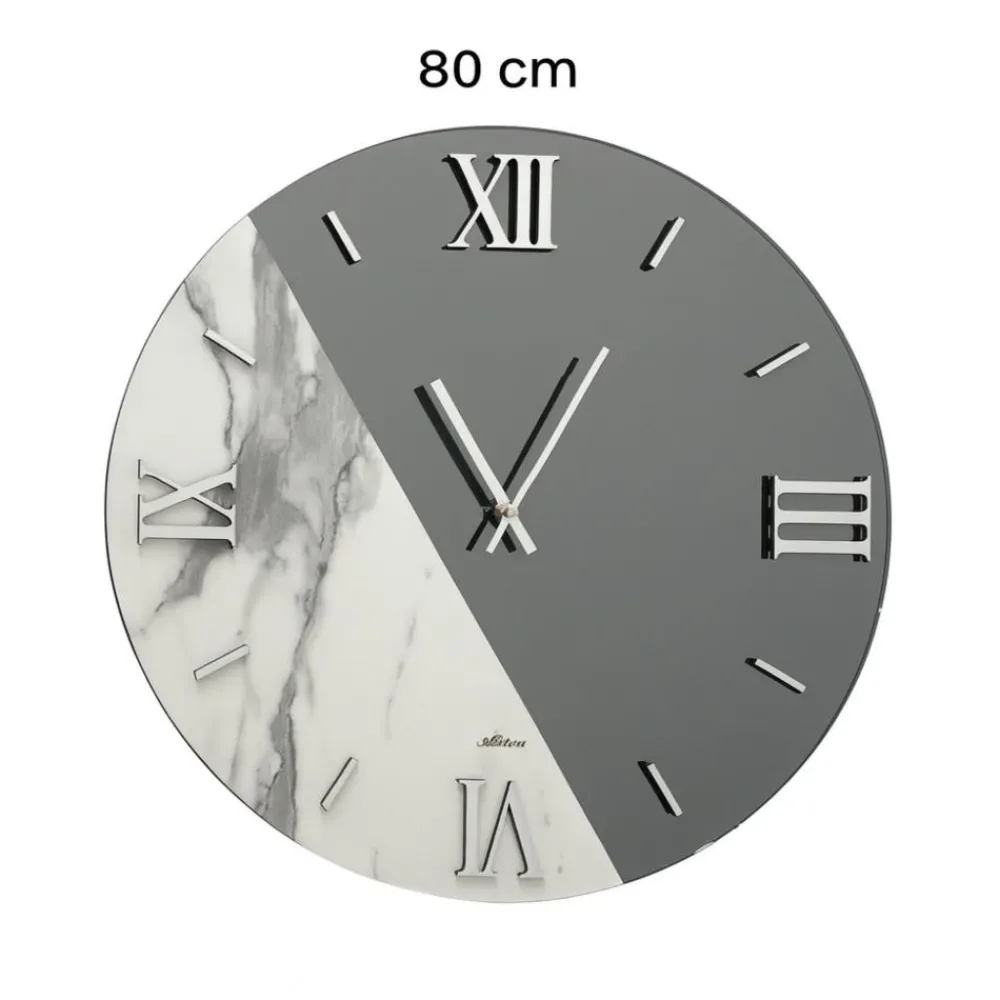 Orologi Da Parete Moderni-Selezionato da Mazzolaluce Orologio da parete 80 cm tondo specchio fume marmo laminato