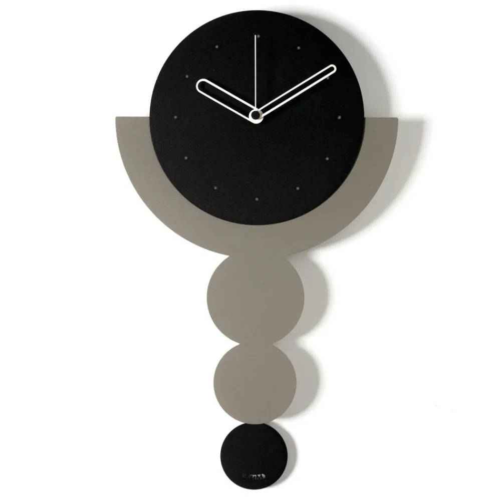 Orologi Da Parete Moderni-Selezionato da Mazzolaluce Orologio da parete con pendolo moderno nero e fango