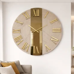 Orologi Da Parete Moderni-Selezionato da Mazzolaluce Orologio da parete decorativo 60cm rotondo carta da parati specchio bronzo