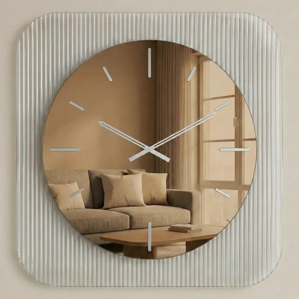 Orologi Da Parete Moderni-Selezionato da Mazzolaluce Orologio da parete design 75cm in vetro e specchio bronzo