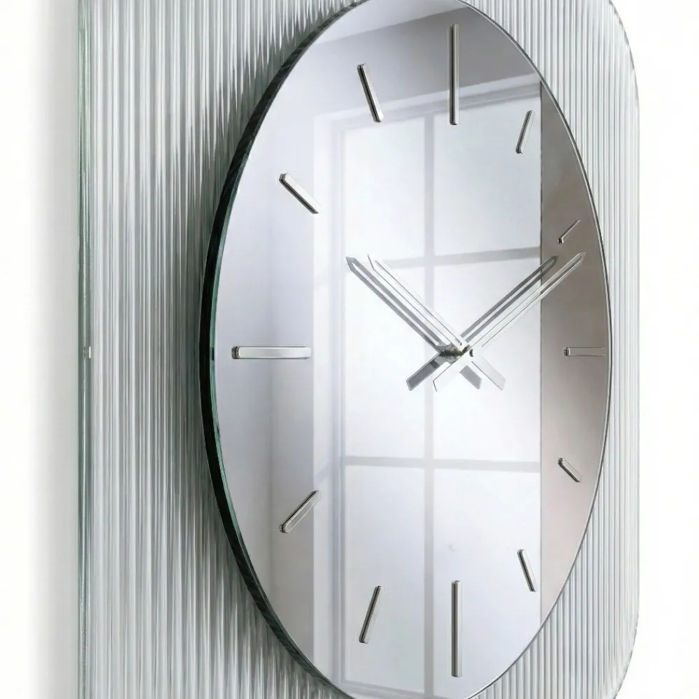 Orologi Da Parete Moderni-Selezionato da Mazzolaluce Orologio da parete design 50cm quadrato in vetro e specchio