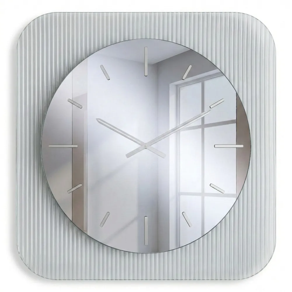 Orologi Da Parete Moderni-Selezionato da Mazzolaluce Orologio da parete design 50cm quadrato in vetro e specchio