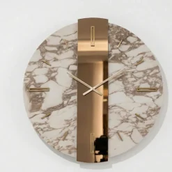 Orologi Da Parete Moderni-Selezionato da Mazzolaluce Orologio da parete design 60cm rotondo kerlite specchio bronzo