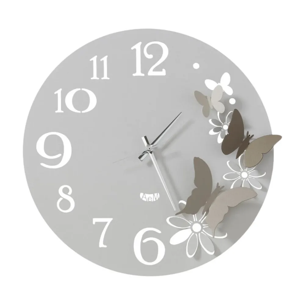 Orologi Da Parete Moderni-Selezionato da Mazzolaluce Orologio da parete design farfalle bianco sabbia