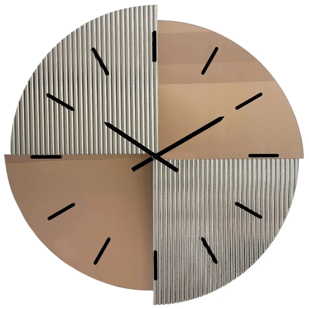 Orologi Da Parete Moderni-Selezionato da Mazzolaluce Orologio da parete design moderno 60 cm specchio cannettato e rosa
