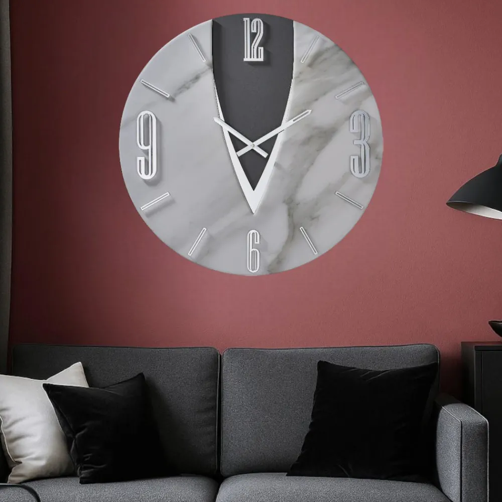 Orologi Da Parete Moderni-Selezionato da Mazzolaluce Orologio da parete design moderno luna effetto marmo 60cm