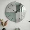 Orologi Da Parete Moderni-Selezionato da Mazzolaluce Orologio da parete design moderno 80 cm in specchio cannettato e verde
