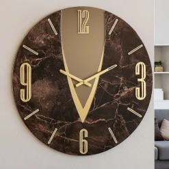 Orologi Da Parete Moderni-Selezionato da Mazzolaluce Orologio da parete design moderno luna effetto marmo marrone 60cm