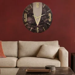 Orologi Da Parete Moderni-Selezionato da Mazzolaluce Orologio da parete design moderno luna effetto marmo marrone 60cm
