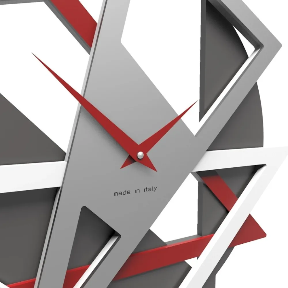 Orologi Da Parete Moderni-Selezionato da Mazzolaluce Orologio da parete design moderno geometrico rosso in legno
