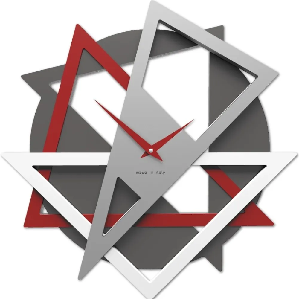 Orologi Da Parete Moderni-Selezionato da Mazzolaluce Orologio da parete design moderno geometrico rosso in legno