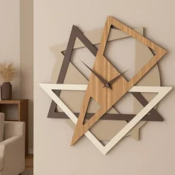 Orologi Da Parete Moderni-Selezionato da Mazzolaluce Orologio da parete design moderno geometrico legno nocciola