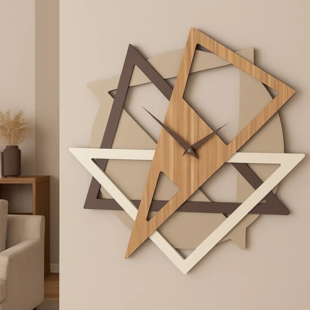 Orologi Da Parete Moderni-Selezionato da Mazzolaluce Orologio da parete design moderno geometrico legno nocciola