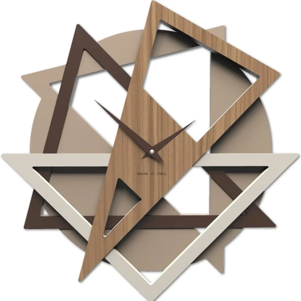Orologi Da Parete Moderni-Selezionato da Mazzolaluce Orologio da parete design moderno geometrico legno nocciola