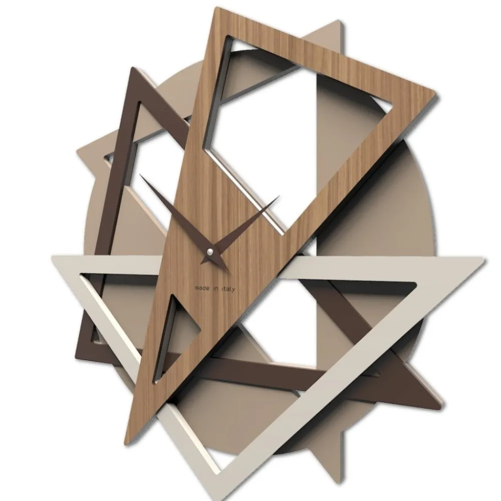 Orologi Da Parete Moderni-Selezionato da Mazzolaluce Orologio da parete design moderno geometrico legno nocciola