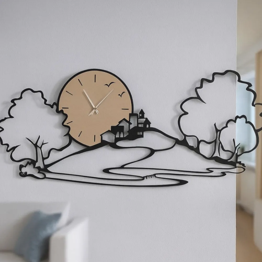 Orologi Da Parete Moderni-Selezionato da Mazzolaluce Orologio da parete design paesaggio nero