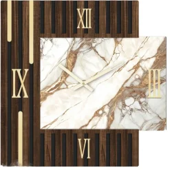 Orologi Da Parete Moderni-Selezionato da Mazzolaluce Orologio da parete design 60x60 legno effetto marmo