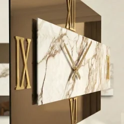 Orologi Da Parete Moderni-Selezionato da Mazzolaluce Orologio da parete design 70x35 per salone specchio fume resina marmo